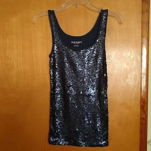Old Navy XS Tank Top - navy with sequins